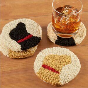 Chandler 4 Corners Dog & Cat Hooked Wool Coasters Set of 4